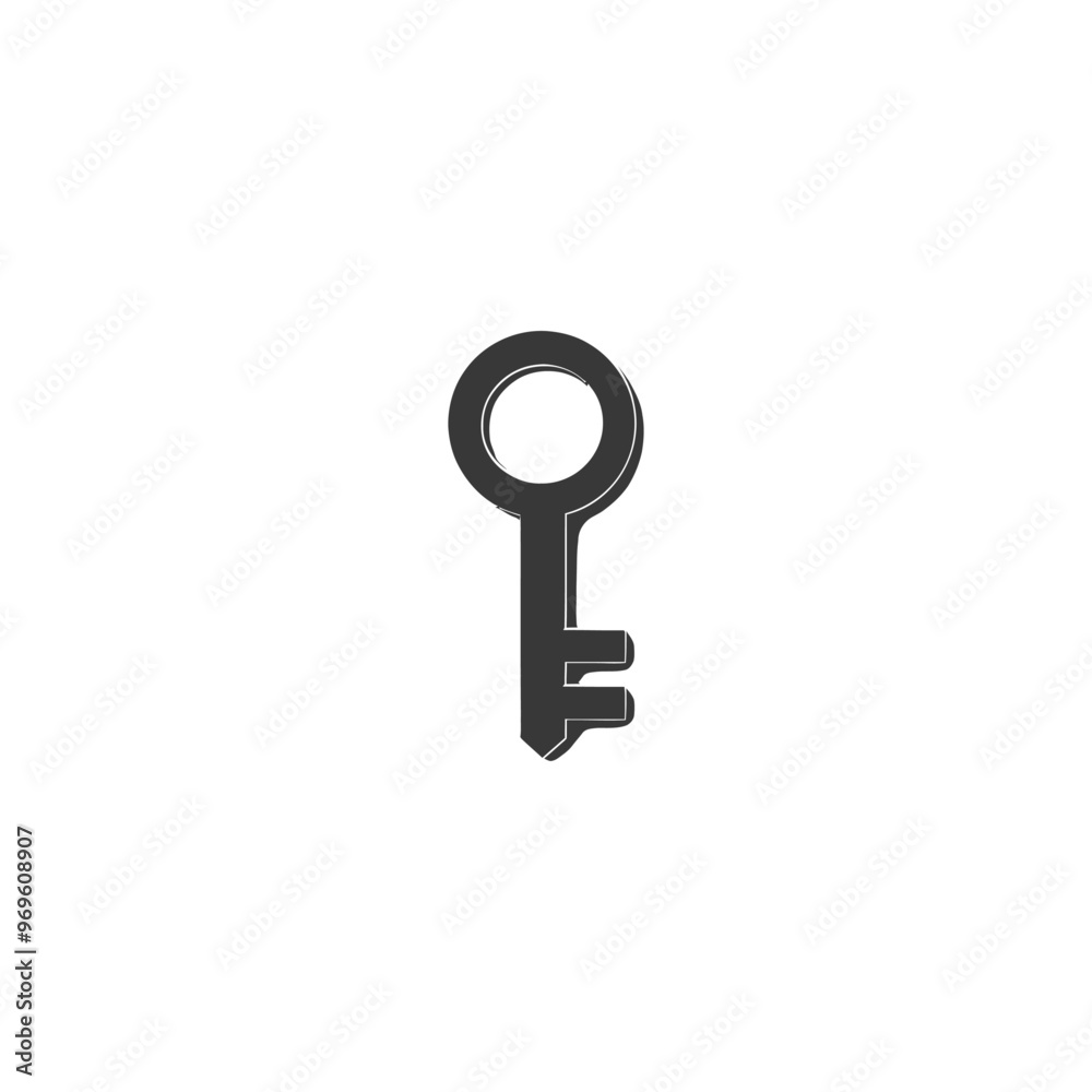 A simple black and white illustration of a key A simple black and white illustration of a key