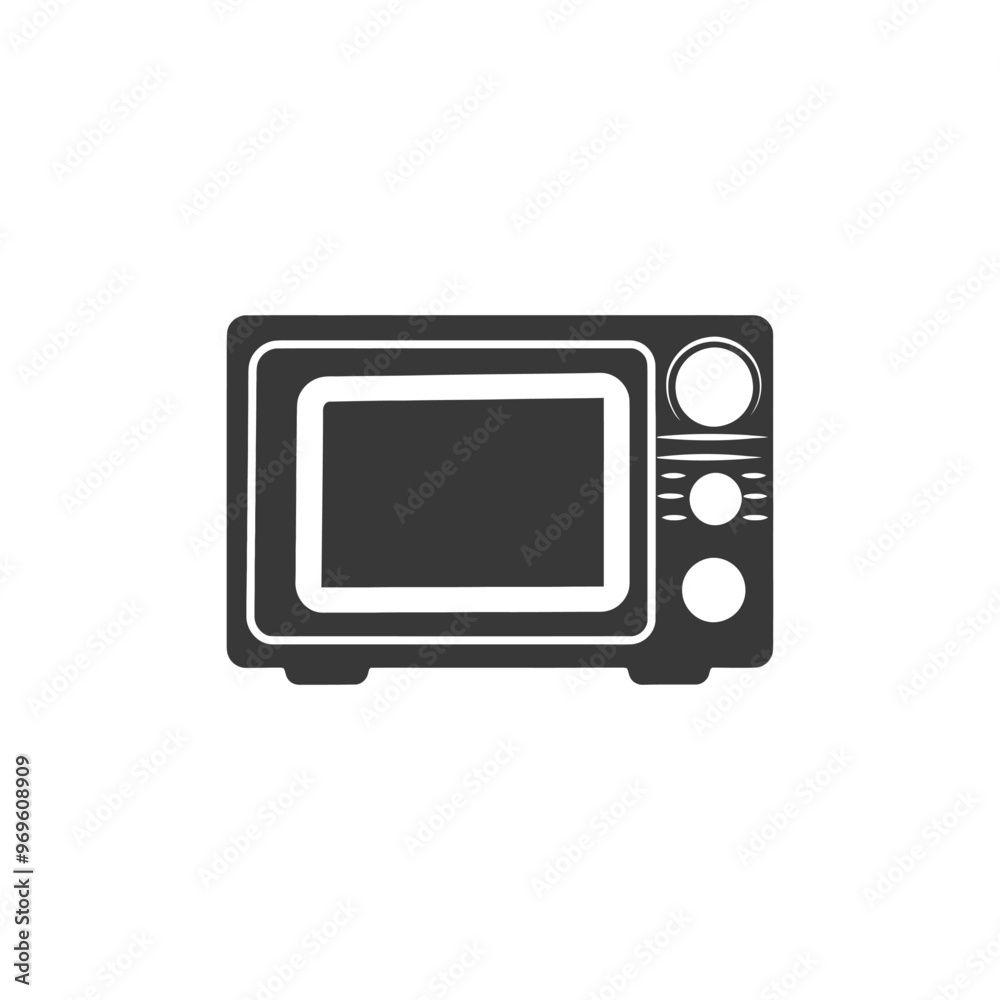 A simple black and white illustration of a microwave oven A simple black and white illustration of a microwave oven