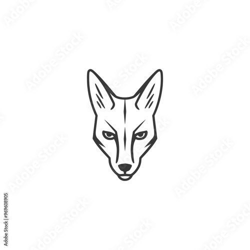 A Simple Black and White Illustration of a Foxs Face