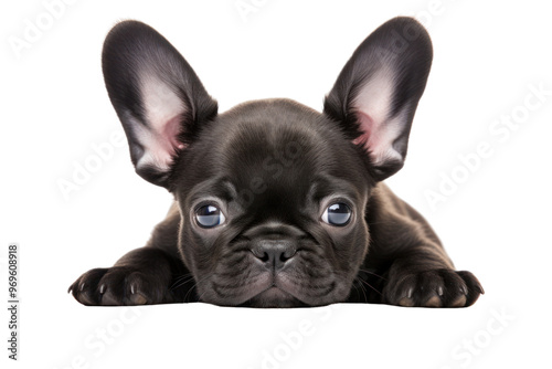 A tiny French Bulldog puppy Isolated on white background