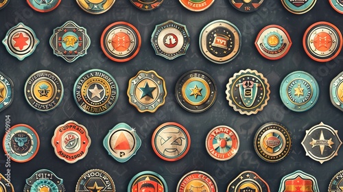 Retro badge pattern wallpaper