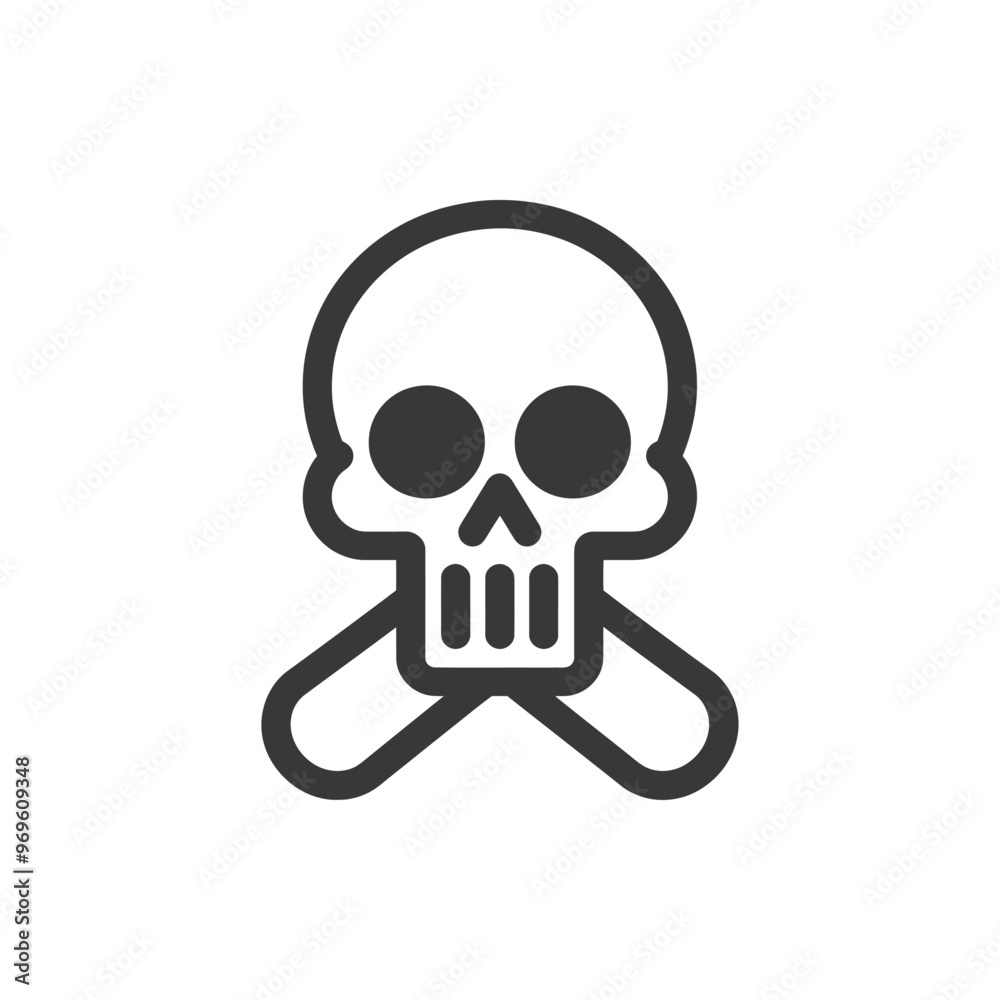 A simple black and white skull with crossbones icon A simple black and white skull with crossbones icon
