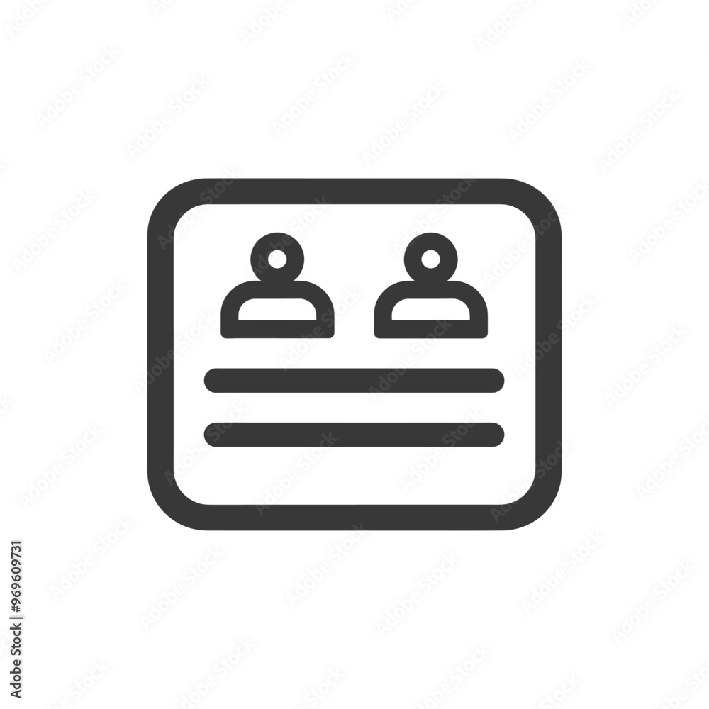 Two People Icon with Rounded Frame and Three Horizontal Lines Two People Icon with Rounded Frame and Three Horizontal Lines