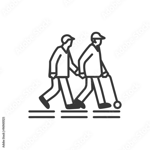 Two People Walking One Using a Rolling Walker