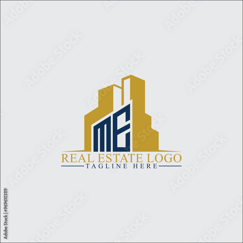Modern ME Real Estate Logo Design with Building Silhouettes