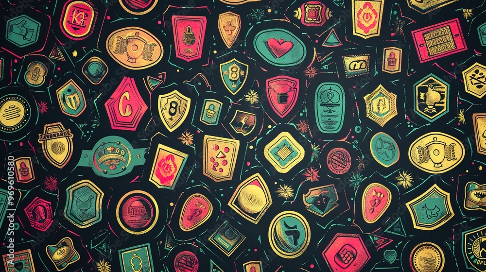 Retro badge pattern wallpaper Retro badge pattern wallpaper