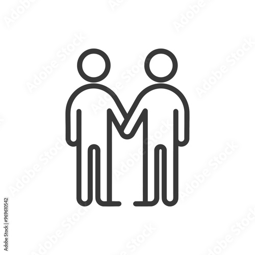 Two stick figures holding hands facing each other