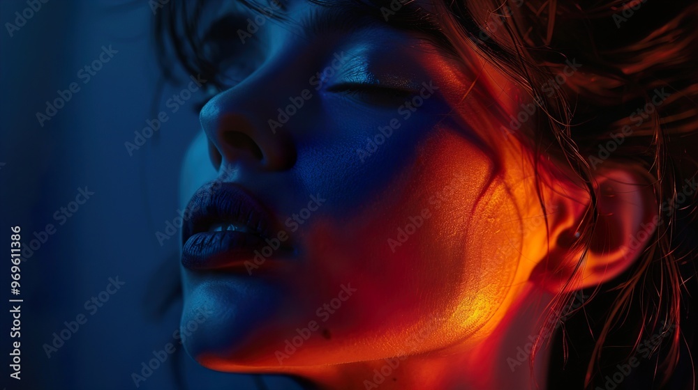Close-up Portrait of a Woman with Dramatic Lighting Close-up Portrait of a Woman with Dramatic Lighting
