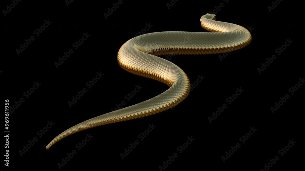 Golden Snake - Ground Slithering Cycle Loop - Back Side Angle CU - Alpha Channel - Realistic 4K UHD 3D animation for fantasy, magic, fairy-tale, horoscope decorations - Chinese zodiac animal for 2025 Golden Snake - Ground Slithering Cycle Loop - Back Side Angle CU - Alpha Channel - Realistic 4K UHD 3D animation for fantasy, magic, fairy-tale, horoscope decorations - Chinese zodiac animal for 2025