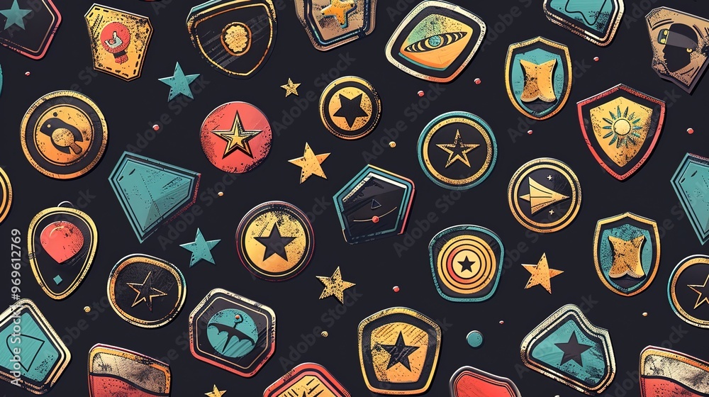 retro badge pattern wallpaper