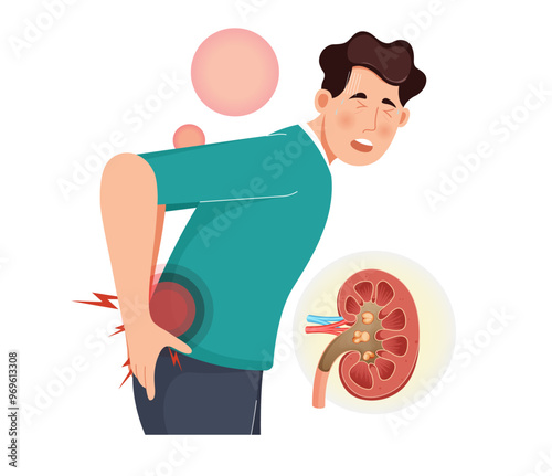 Kidney Stone Pain - Back Pain - Stock Illustration