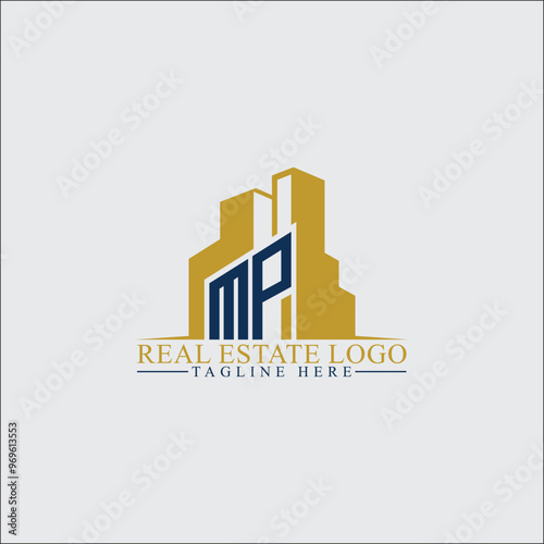 Modern MP Real Estate Logo Design with Building Silhouettes