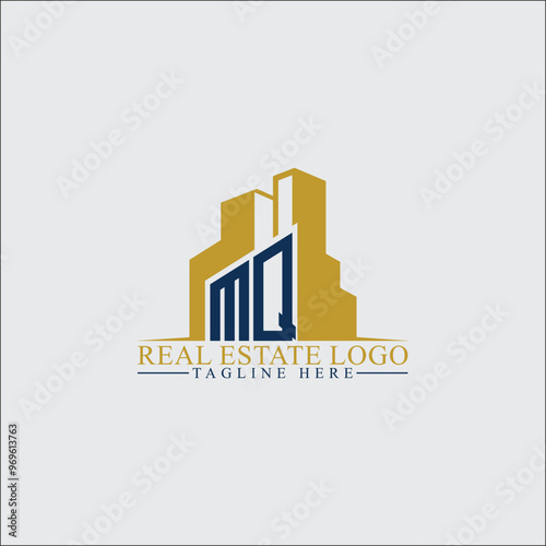 Modern MQ Real Estate Logo Design with Building Silhouettes
