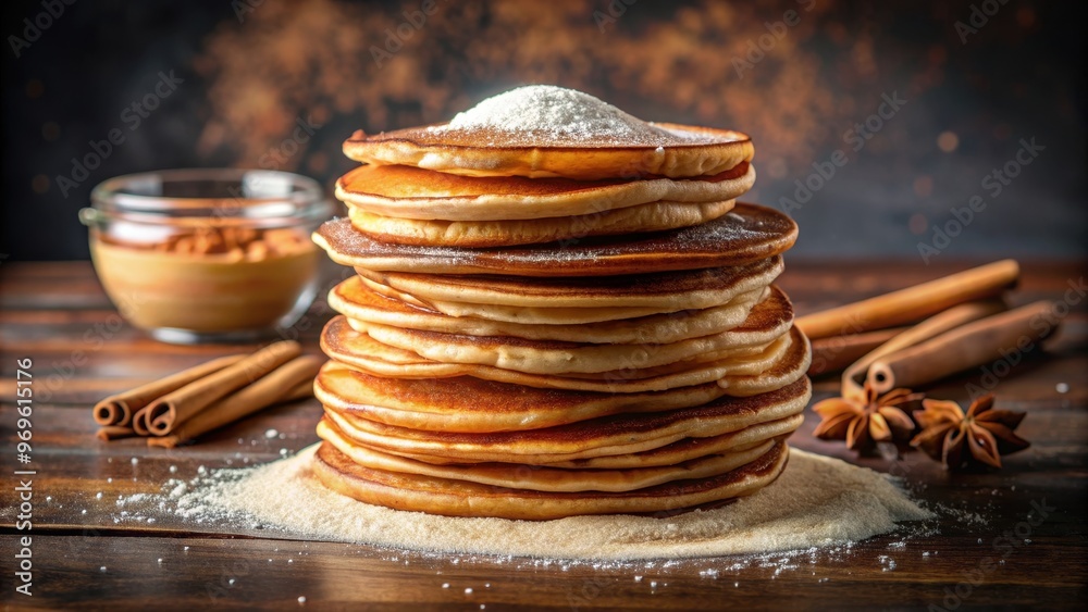 custom made wallpaper toronto digitalStack of pancakes with cinnamon and sugar, centered with sharp detail and a vibrant backdrop , breakfast, food, delicious, sweet