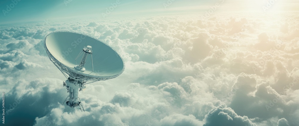 Satellite dish above clouds. Satellite dish above clouds.