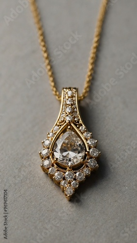 Elegant gold pendant with diamond details.