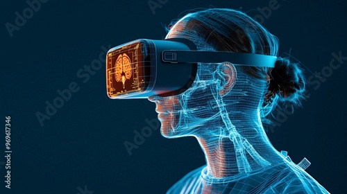 VR medical education using virtual reality devices to simulate surgery high-quality stock photo detailed blueprint 3D design photo