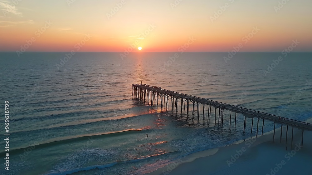 Sunset Over a Pier on the Coast Sunset Over a Pier on the Coast