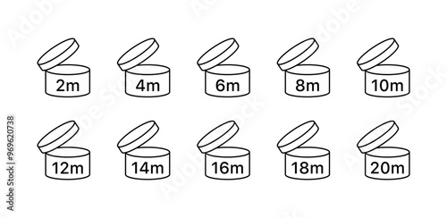 Product shelf life set icons. Linear style. Vector icons.