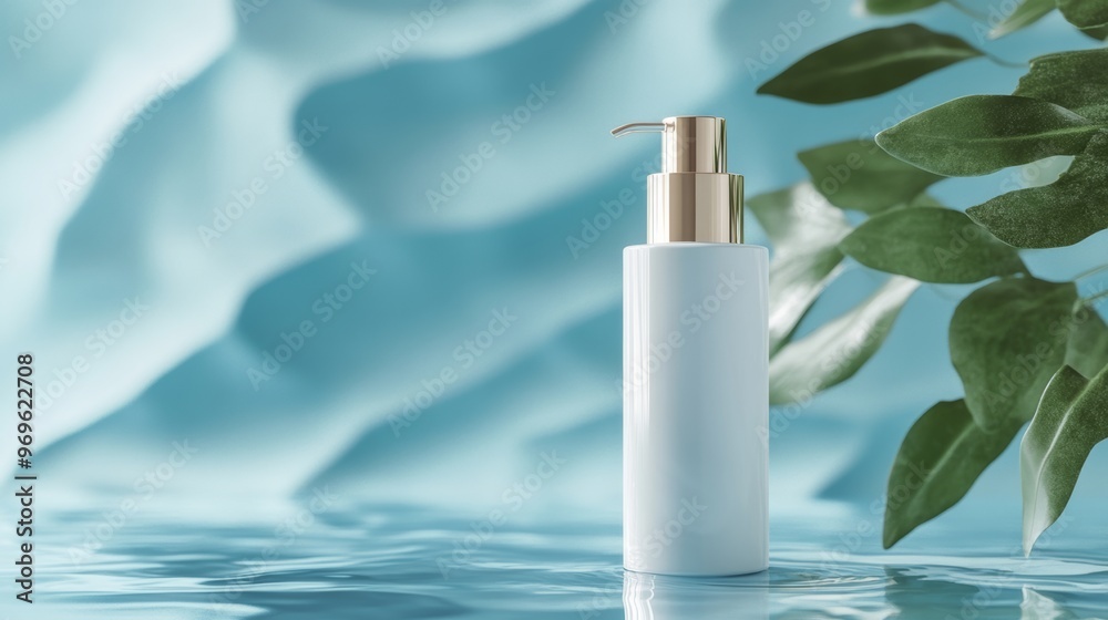 Blue and Gold Luxury Lotion Bottle Mockup. Blue and Gold Luxury Lotion Bottle Mockup.