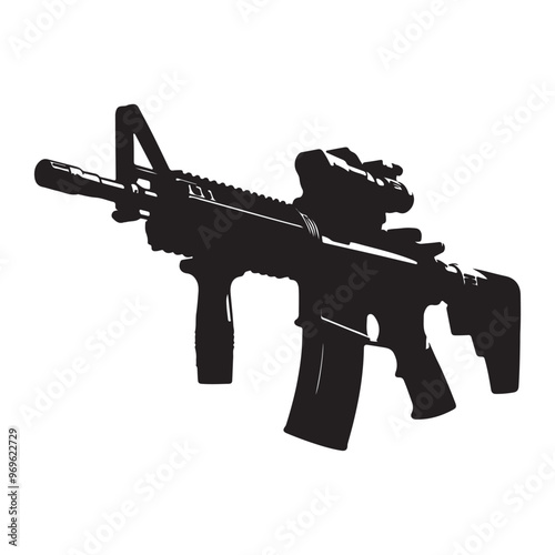Assault rifle silhouette on a white background
