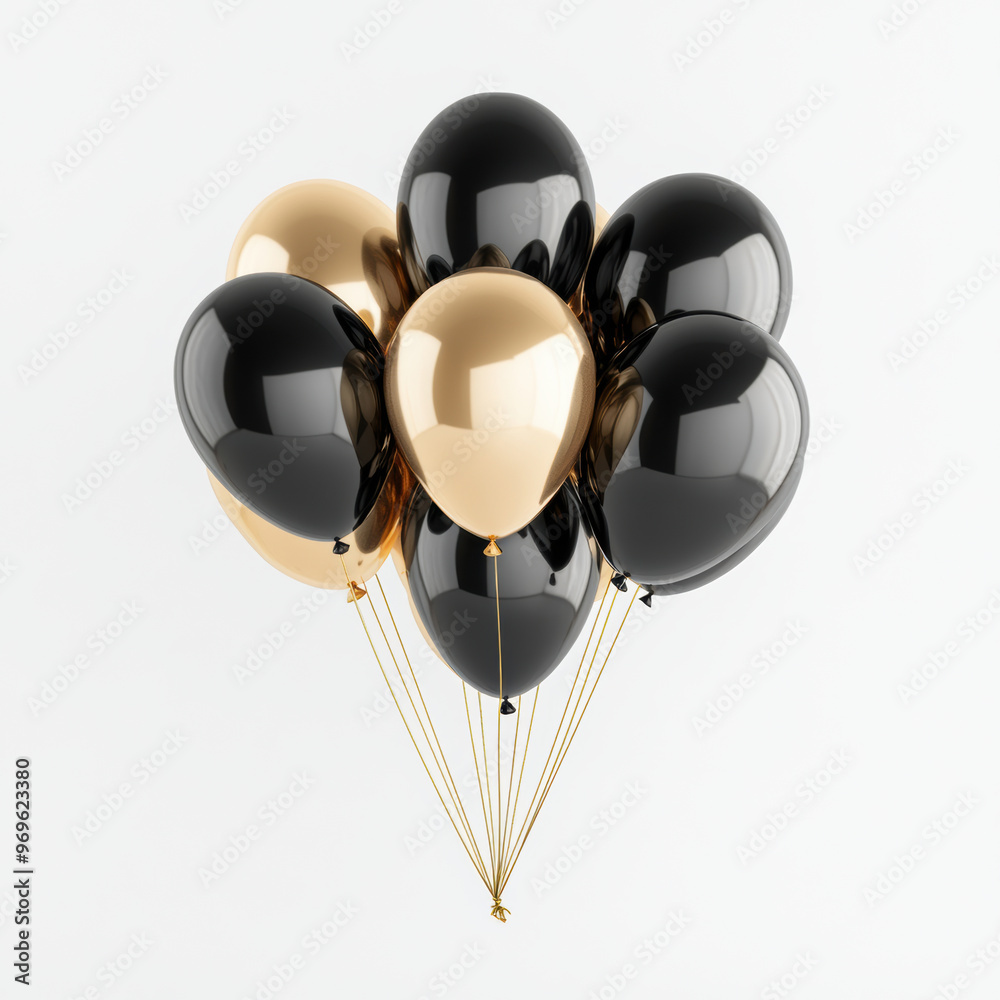 Balloons in black and gold colors create festive atmosphere for celebrations Balloons in black and gold colors create festive atmosphere for celebrations