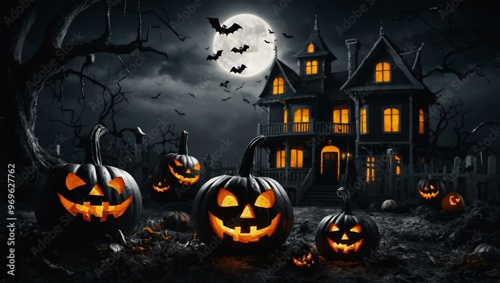 Halloween black and white vector set with pumpkins, skulls, ghosts, and more. Halloween black and white vector set with pumpkins, skulls, ghosts, and more.