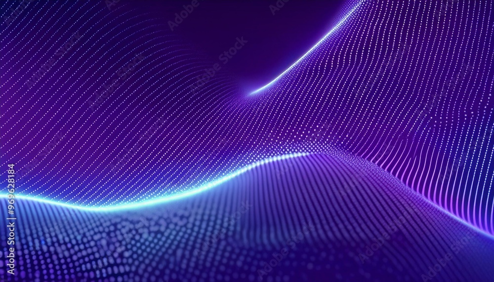 Particle stream. Purple background with many glowing particles. Technology background. 3d rendering. Abstract wave background with many glowing particles. Musical wave. Digital network background Particle stream. Purple background with many glowing particles. Technology background. 3d rendering. Abstract wave background with many glowing particles. Musical wave. Digital network background