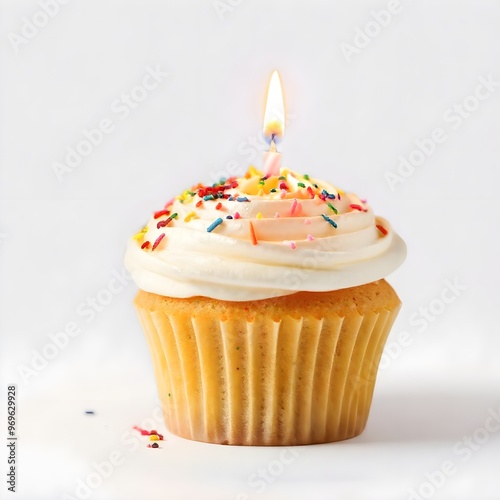 birthday cupcake with candles