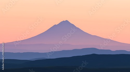 Silhouette of a Mountain Range at Sunset.