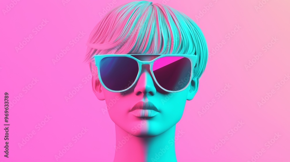 How does the image of a pastel-haired DJ combine retro and futuristic elements to create a unique aesthetic, symbolizing the fusion of past and future in music How does the image of a pastel-haired DJ combine retro and futuristic elements to create a unique aesthetic, symbolizing the fusion of past and future in music