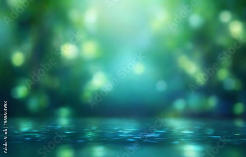 Fresh mint green blue bokeh light gradient background