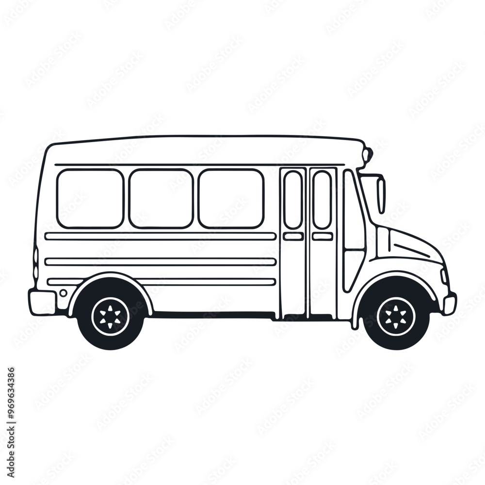 A school bus with a simple, minimalist design A school bus with a simple, minimalist design