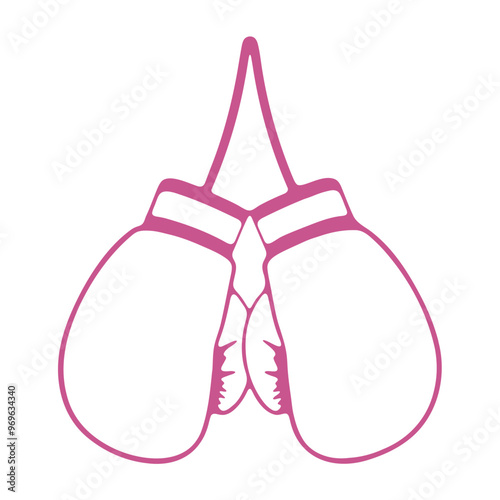 Pink boxing gloves, simple outline illustration
