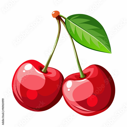 cherry with leaves