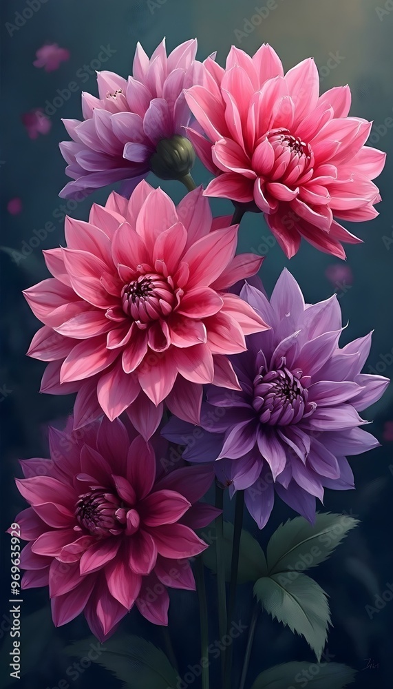 A closeup view of several large flowers A closeup view of several large flowers