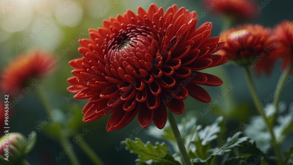 Macro photography of a red chrysanthemum flower highlighting its details. Macro photography of a red chrysanthemum flower highlighting its details.