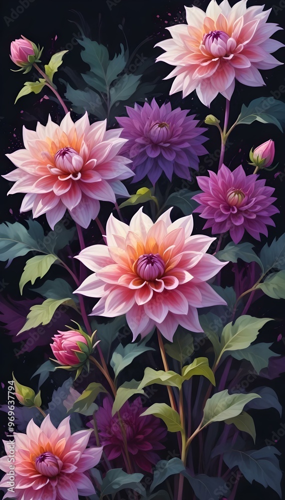 A closeup view of several large flowers A closeup view of several large flowers