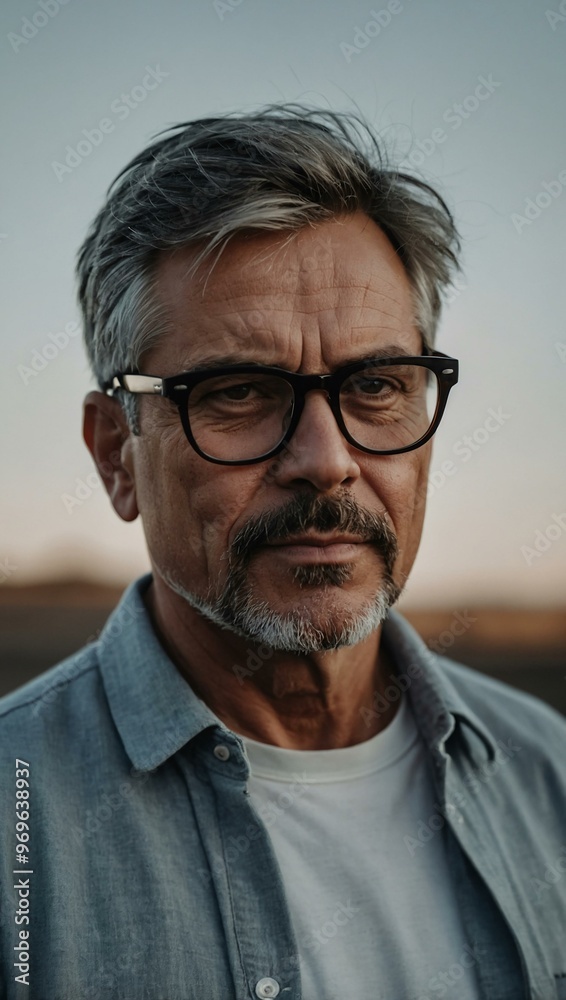 Middle-aged man with trendy eyeglasses. Middle-aged man with trendy eyeglasses.