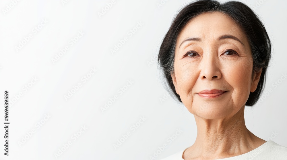 Portrait of a Senior Asian Woman Smiling. Portrait of a Senior Asian Woman Smiling.