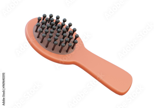 Comb hair brush icon isolated on transparent background. brush beauty accessory hairstyle care hairdressing concept. 3d rendering illustration