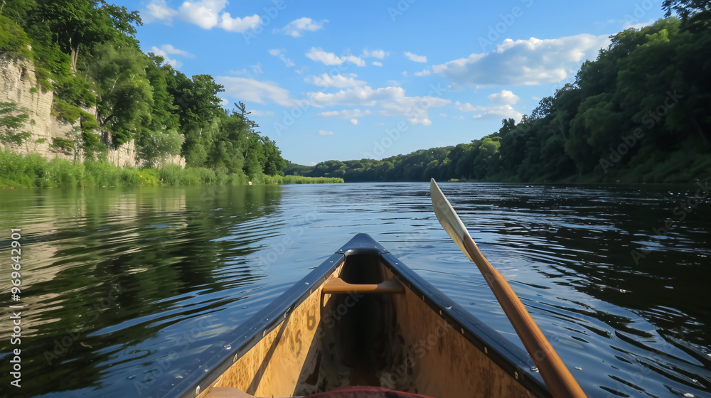 A canoe trip on the river in the summer A canoe trip on the river in the summer