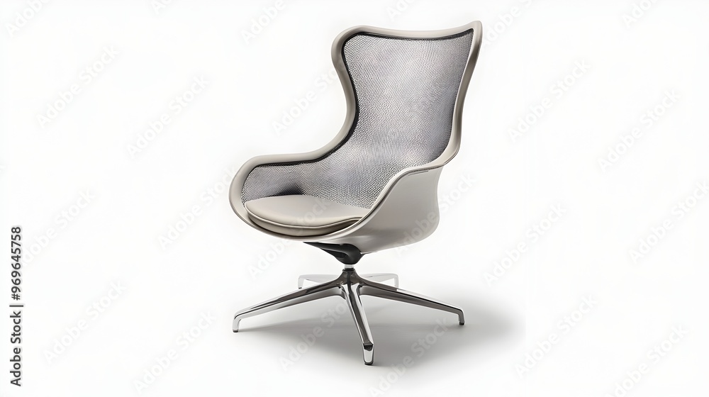 Elegant Mesh Backrest Swivel Chair Isolated on White Background Elegant Mesh Backrest Swivel Chair Isolated on White Background