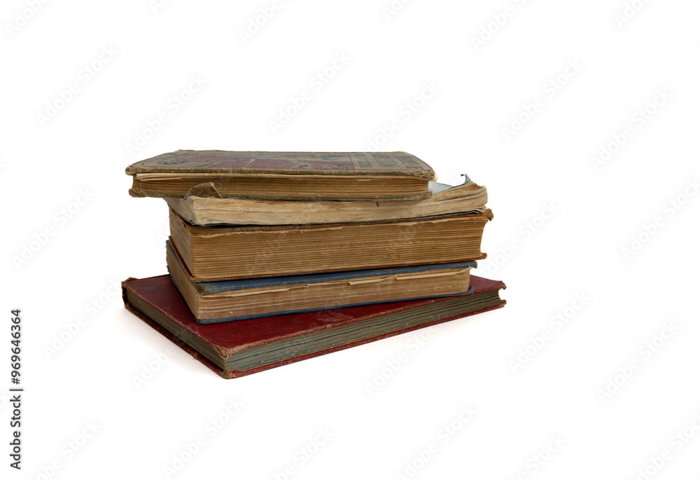Stack of old book on white background Stack of old book on white background