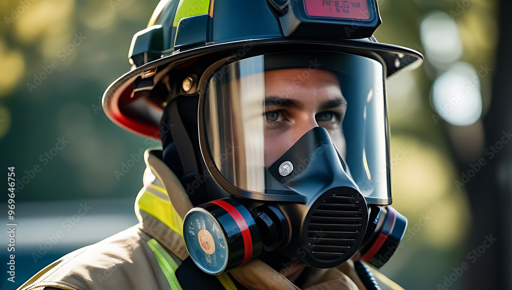 firefighter full protective gear works diligently day embodying bravery resilience