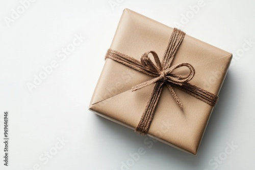 Elegant Gift Box with Ribbon on White Background