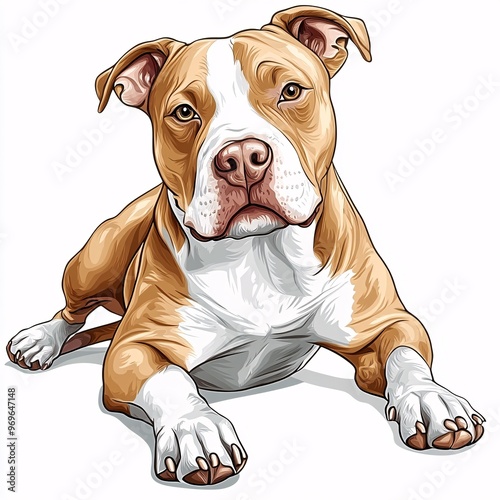 Cute American Pit Bull Terrier Clipart for Crafting and Design Projects on White Background - High Resolution Illustration