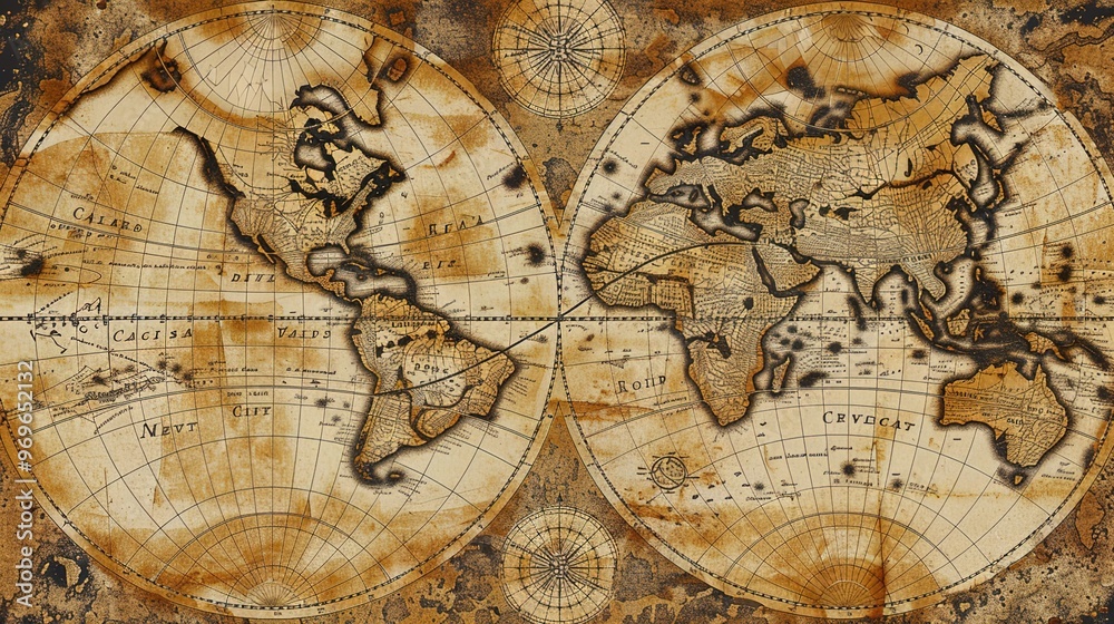 Obraz premium Antique map wallpaper