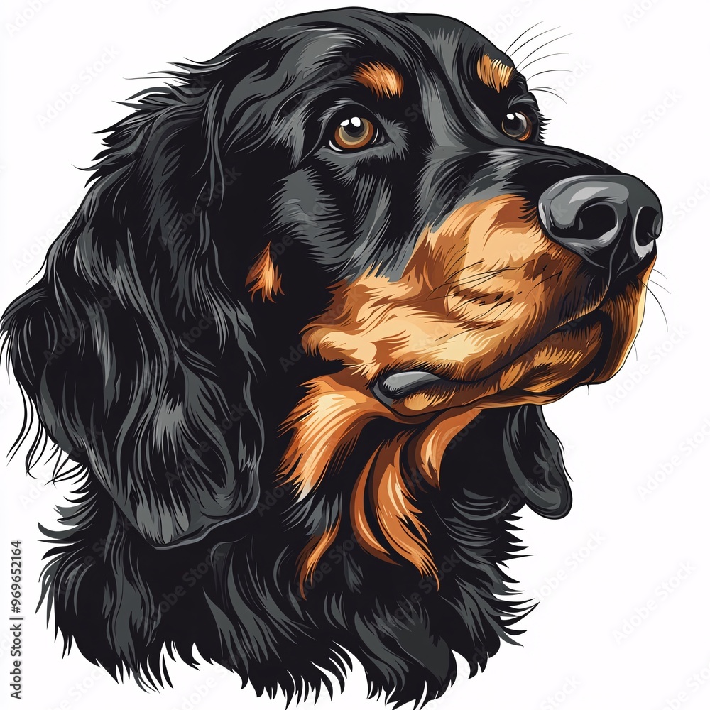 Majestic Gordon Setter Clipart Illustration for Crafting and Digital Design Projects on White Background - High Resolution Majestic Gordon Setter Clipart Illustration for Crafting and Digital Design Projects on White Background - High Resolution