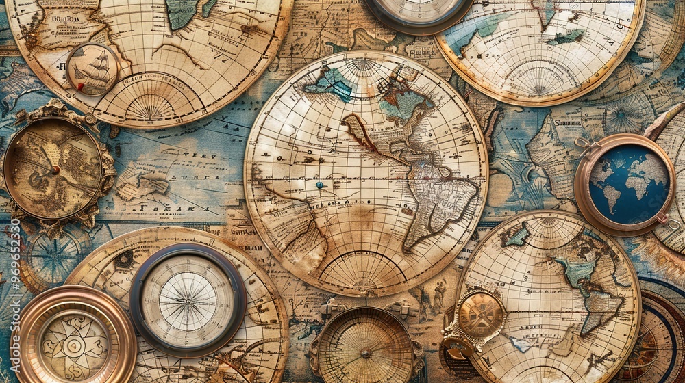 Fototapeta premium Antique map wallpaper